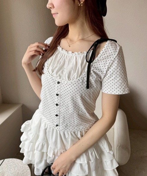 nice claup ナイスクラップ レイヤード半袖トップス one after another NICE CLAUP tシャツ 「WEB限定」レイヤード