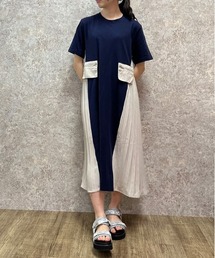 axes femme | プリーツ切替ワンピース(ワンピース)