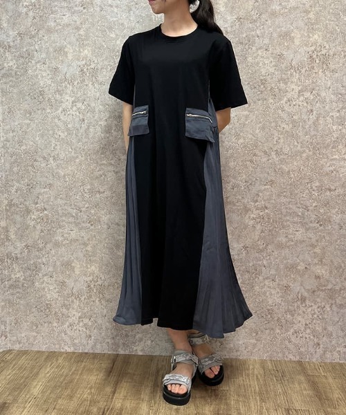 axes femme（アクシーズファム）の「プリーツ切替ワンピース（ワンピース・レディース・ネイビー/ブラック・FREE）」の2枚目の写真