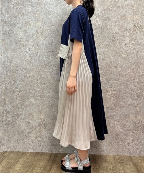 axes femme（アクシーズファム）の「プリーツ切替ワンピース（ワンピース・レディース・ネイビー/ブラック・FREE）」の7枚目の写真