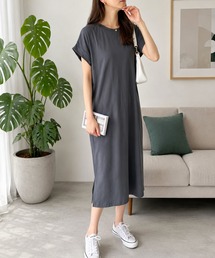 【人気アイテム◎】毎日に寄り添うシンプルデザイン ゆる楽◎ 半袖ロングTシャツワンピース