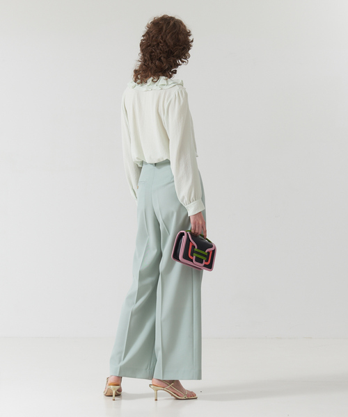 DESIGNWORKS（デザインワークス）の「強撚ウールギャバワイドパンツ（その他パンツ・レディース・ブラック/グリーン・38/36）」の6枚目の写真