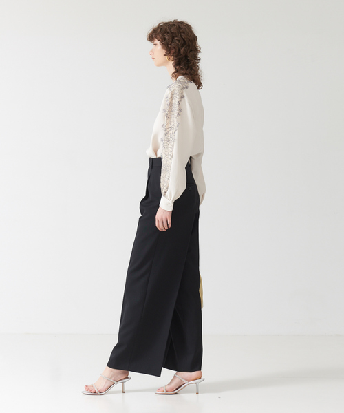 DESIGNWORKS（デザインワークス）の「強撚ウールギャバワイドパンツ（その他パンツ・レディース・ブラック/グリーン・38/36）」の10枚目の写真