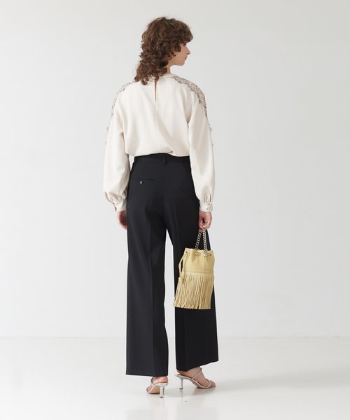 DESIGNWORKS（デザインワークス）の「強撚ウールギャバワイドパンツ（その他パンツ・レディース・ブラック/グリーン・38/36）」の11枚目の写真