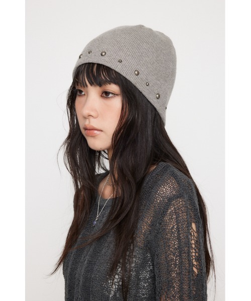LAGUA GEM（ラグアジェム）の「STUDS POINT ビーニー（ニットキャップ/ビーニー・レディース・グレー/ブラック・FREE）」の10枚目の写真