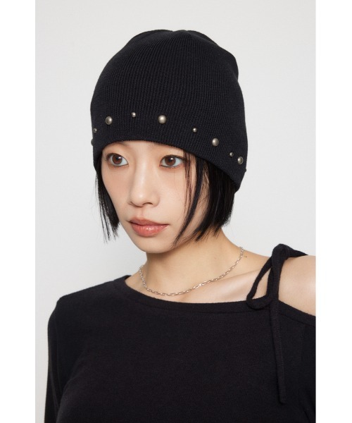 LAGUA GEM（ラグアジェム）の「STUDS POINT ビーニー（ニットキャップ/ビーニー・レディース・グレー/ブラック・FREE）」の14枚目の写真