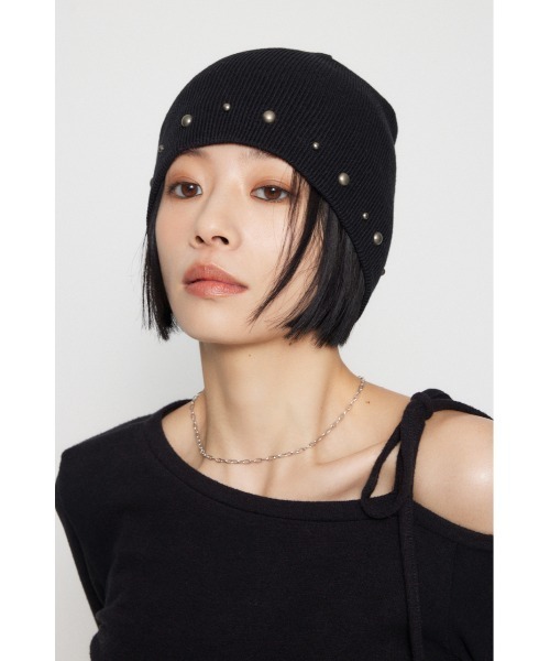 LAGUA GEM（ラグアジェム）の「STUDS POINT ビーニー（ニットキャップ/ビーニー・レディース・グレー/ブラック・FREE）」の15枚目の写真