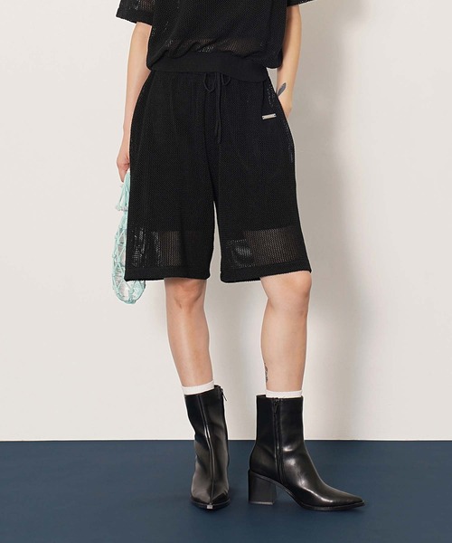 DISPATCHER NO.8（ディスパッチャーナンバーエイト）の「メッシュニットハーフパンツ（その他パンツ・レディース・ブラック/オフホワイト/ライトブルー・ONE SIZE）」の2枚目の写真