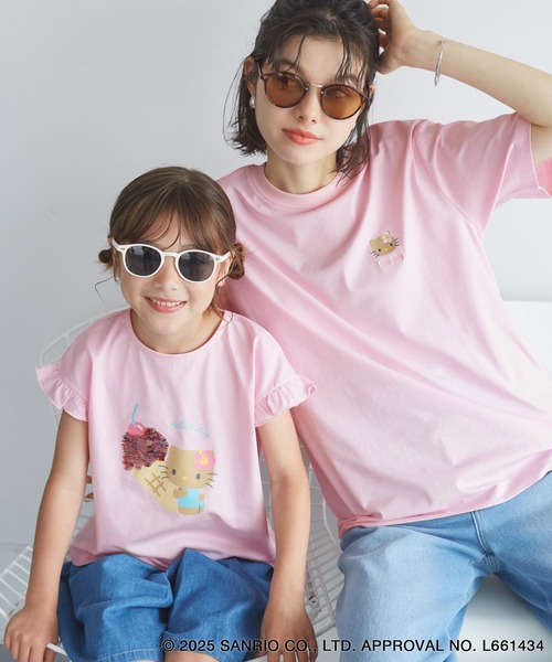 ロペピクニック 日焼けハローキティ コラボTシャツ ピンク フリーサイズ ROPE' PICNIC×ハローキティコラボ】日焼けハローキティ