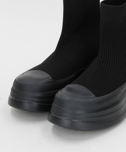 ATELIER BRUGGE（アトリエブルージュ）の「ATELIER BRUGGE/アトリエブルージュ レインニットショートブーツ / 25DM-55（ブーツ・レディース・ブラック・SMALL/LARGE/MEDIUM）」の4枚目の写真
