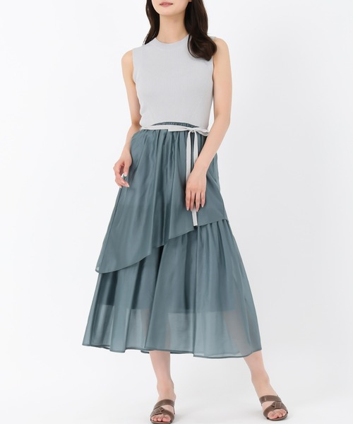 MISCH MASCH(ミッシュマッシュ)の「イレヘムティアードニットドッキングワンピース(ワンピース・レディース・ブラウン/グリーン・フリ-)」の2枚目の写真
