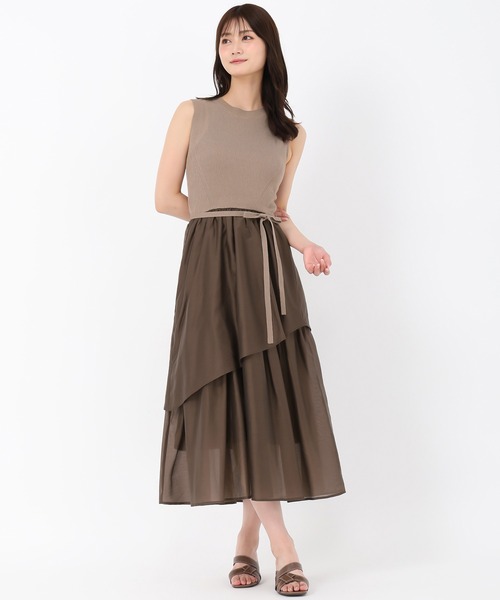 MISCH MASCH(ミッシュマッシュ)の「イレヘムティアードニットドッキングワンピース(ワンピース・レディース・ブラウン/グリーン・フリ-)」の6枚目の写真