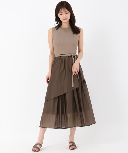 MISCH MASCH(ミッシュマッシュ)の「イレヘムティアードニットドッキングワンピース(ワンピース・レディース・ブラウン/グリーン・フリ-)」の7枚目の写真