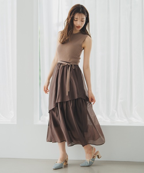 MISCH MASCH(ミッシュマッシュ)の「イレヘムティアードニットドッキングワンピース(ワンピース・レディース・ブラウン/グリーン・フリ-)」の21枚目の写真