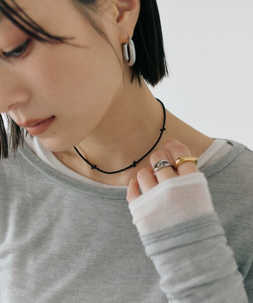 RIVE DROITE（リヴドロワ）の「【モードな印象】ブラックビーズアクセントチョーカー（ネックレス・レディース・ブラック・FREE）」の9枚目の写真