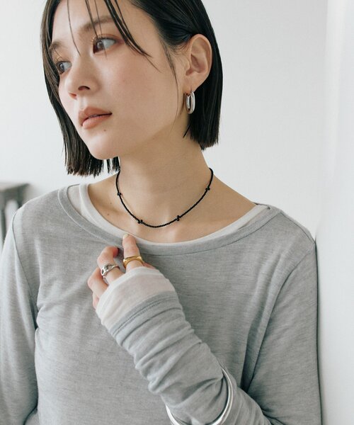 RIVE DROITE（リヴドロワ）の「【モードな印象】ブラックビーズアクセントチョーカー（ネックレス・レディース・ブラック・FREE）」の7枚目の写真