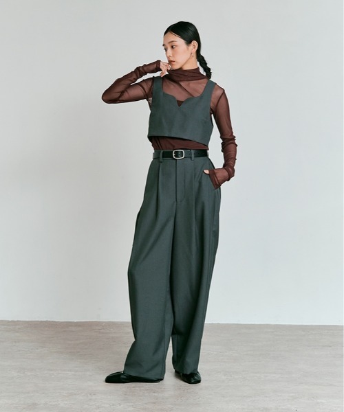 W:Huku（フーク）の「ストレッチ メッシュ ハイネック トップス / Sheer Stretch Mesh Mock Neck Top（Tシャツ/カットソー・レディース・ブラウン/ブルー系/チャコール/クリーム/ブラック・FREE）」の17枚目の写真