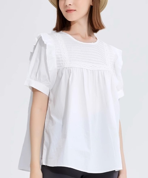 Beststore(ベストストア)の「フリル 半袖シャツブラウス(シャツ/ブラウス・レディース・ホワイト/グリーン/ブラック・FREE)」の5枚目の写真
