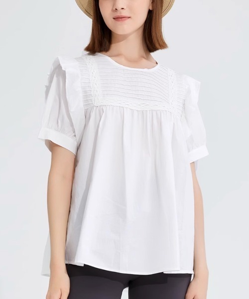 Beststore(ベストストア)の「フリル 半袖シャツブラウス(シャツ/ブラウス・レディース・ホワイト/グリーン/ブラック・FREE)」の6枚目の写真