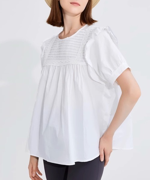 Beststore(ベストストア)の「フリル 半袖シャツブラウス(シャツ/ブラウス・レディース・ホワイト/グリーン/ブラック・FREE)」の7枚目の写真