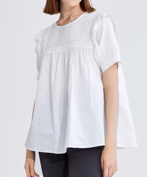 Beststore(ベストストア)の「フリル 半袖シャツブラウス(シャツ/ブラウス・レディース・ホワイト/グリーン/ブラック・FREE)」の8枚目の写真