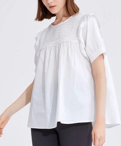Beststore(ベストストア)の「フリル 半袖シャツブラウス(シャツ/ブラウス・レディース・ホワイト/グリーン/ブラック・FREE)」の9枚目の写真