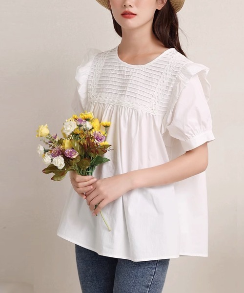Beststore(ベストストア)の「フリル 半袖シャツブラウス(シャツ/ブラウス・レディース・ホワイト/グリーン/ブラック・FREE)」の13枚目の写真