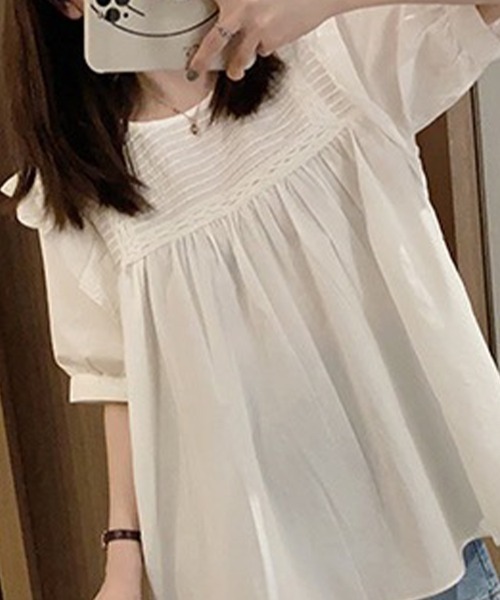 Beststore(ベストストア)の「フリル 半袖シャツブラウス(シャツ/ブラウス・レディース・ホワイト/グリーン/ブラック・FREE)」の16枚目の写真