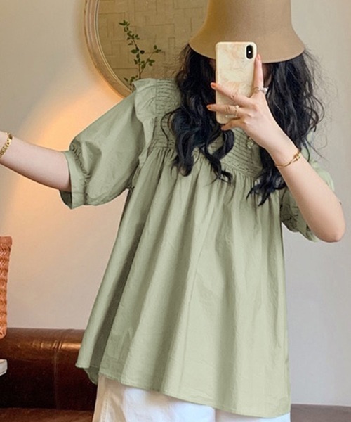 Beststore(ベストストア)の「フリル 半袖シャツブラウス(シャツ/ブラウス・レディース・ホワイト/グリーン/ブラック・FREE)」の17枚目の写真