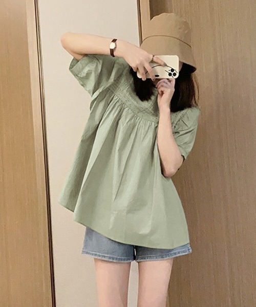 Beststore(ベストストア)の「フリル 半袖シャツブラウス(シャツ/ブラウス・レディース・ホワイト/グリーン/ブラック・FREE)」の20枚目の写真