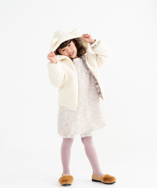 nino(ニノ)の「ねこ耳ボアジャケット(その他アウター・キッズ・アイボリー・130cm/140cm/150cm)」の1枚目の写真