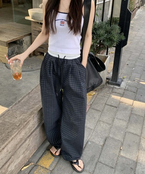 MAISON DE THERESE(メゾン ド テレーズ)の「ウエスト紐チェック柄ワイドパンツ(その他パンツ・レディース・ネイビー・M)」の17枚目の写真