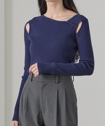リブ編み」に該当するニット/セーター（ブルー・ネイビー/青色系