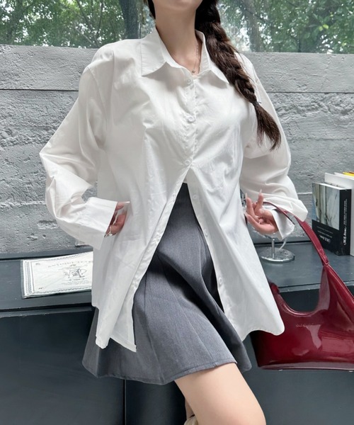 Ada.（エイダ）の「レギュラーカラー ベーシック オーバーサイズ シャツ（シャツ/ブラウス・レディース・イエロー/ホワイト/ライトブルー・FREE）」の9枚目の写真