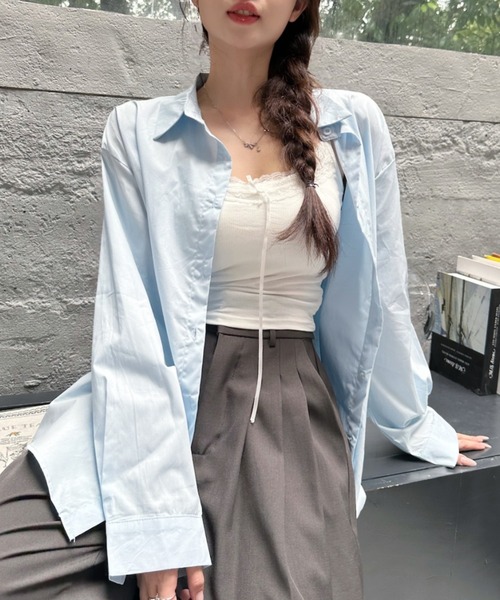 Ada.（エイダ）の「レギュラーカラー ベーシック オーバーサイズ シャツ（シャツ/ブラウス・レディース・イエロー/ホワイト/ライトブルー・FREE）」の10枚目の写真