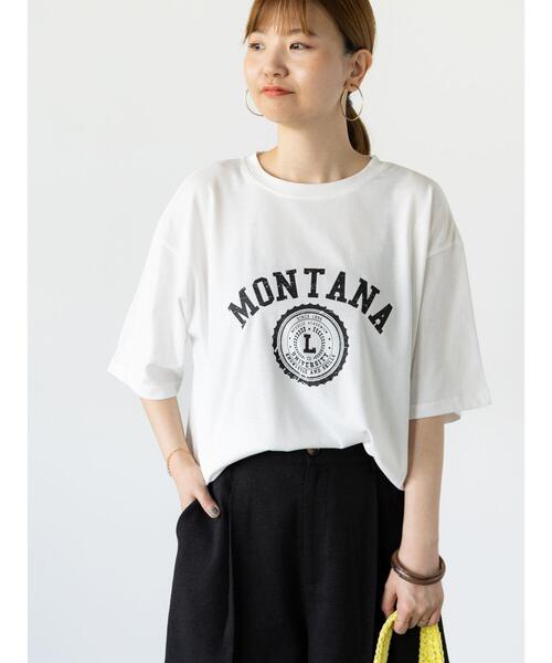 Lugnoncure（ルノンキュール）の「【接触冷感】カレッジ風プリントBIGTシャツ（Tシャツ/カットソー・レディース・ブラウン/オフホワイト/ブラック・F）」の2枚目の写真