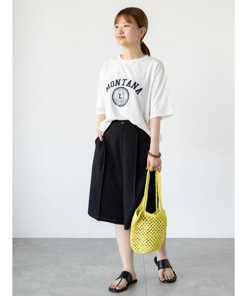 Lugnoncure（ルノンキュール）の「【接触冷感】カレッジ風プリントBIGTシャツ（Tシャツ/カットソー・レディース・ブラウン/オフホワイト/ブラック・F）」の6枚目の写真