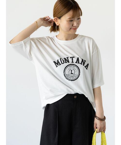 Lugnoncure（ルノンキュール）の「【接触冷感】カレッジ風プリントBIGTシャツ（Tシャツ/カットソー・レディース・ブラウン/オフホワイト/ブラック・F）」の18枚目の写真