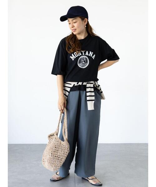 Lugnoncure（ルノンキュール）の「【接触冷感】カレッジ風プリントBIGTシャツ（Tシャツ/カットソー・レディース・ブラウン/オフホワイト/ブラック・F）」の16枚目の写真