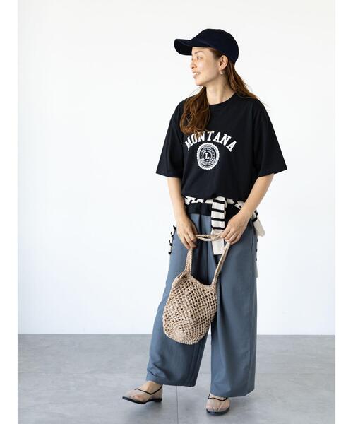 Lugnoncure（ルノンキュール）の「【接触冷感】カレッジ風プリントBIGTシャツ（Tシャツ/カットソー・レディース・ブラウン/オフホワイト/ブラック・F）」の5枚目の写真