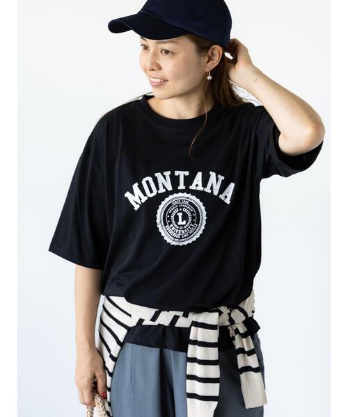 Lugnoncure（ルノンキュール）の「【接触冷感】カレッジ風プリントBIGTシャツ（Tシャツ/カットソー・レディース・ブラウン/オフホワイト/ブラック・F）」の19枚目の写真