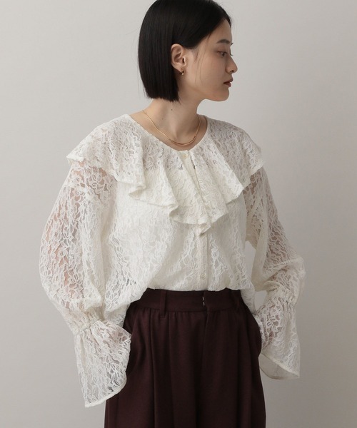 A part by（アパートバイ）の「ラッフルブラウス（シャツ/ブラウス・レディース・オフホワイト/ブラック系その他2/アイボリー/ライトイエロー・FREE）」の6枚目の写真