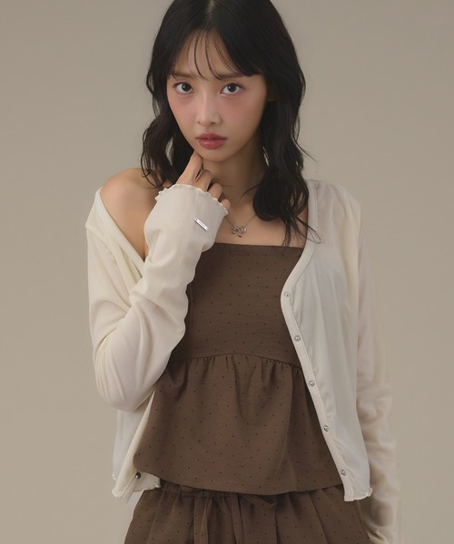 apres jour mignon(アプレジュールミニョン)の「シアーベロアプレート付きカーディガン(カーディガン/ボレロ・レディース・ブラック/アイボリー/ブラウン系その他/ネイビー・フリー/X-LARGE)」の5枚目の写真