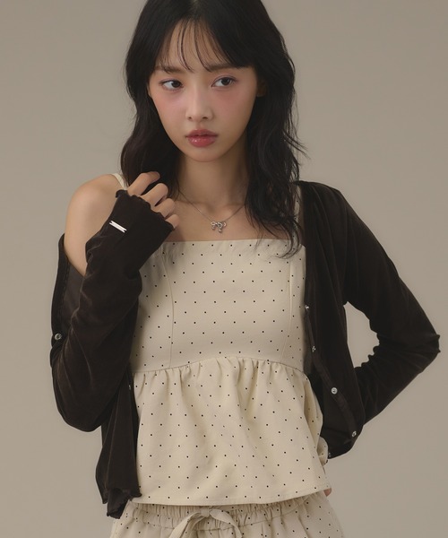 apres jour mignon(アプレジュールミニョン)の「シアーベロアプレート付きカーディガン(カーディガン/ボレロ・レディース・ブラック/アイボリー/ブラウン系その他/ネイビー・フリー/X-LARGE)」の9枚目の写真