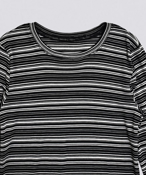 kiehtova(キエトヴァ)の「【kiehtova】SHEER BORDER TOPS/シアー ボーダー トップス KTWR41 ※(Tシャツ/カットソー・レディース・ブラック/ブラウン・FREE)」の9枚目の写真