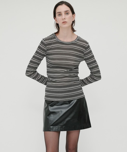 kiehtova(キエトヴァ)の「【kiehtova】SHEER BORDER TOPS/シアー ボーダー トップス KTWR41 ※(Tシャツ/カットソー・レディース・ブラック/ブラウン・FREE)」の13枚目の写真