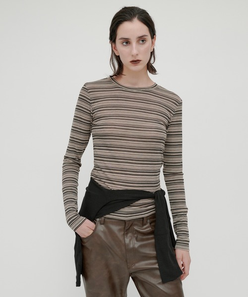 kiehtova(キエトヴァ)の「【kiehtova】SHEER BORDER TOPS/シアー ボーダー トップス KTWR41 ※(Tシャツ/カットソー・レディース・ブラック/ブラウン・FREE)」の15枚目の写真