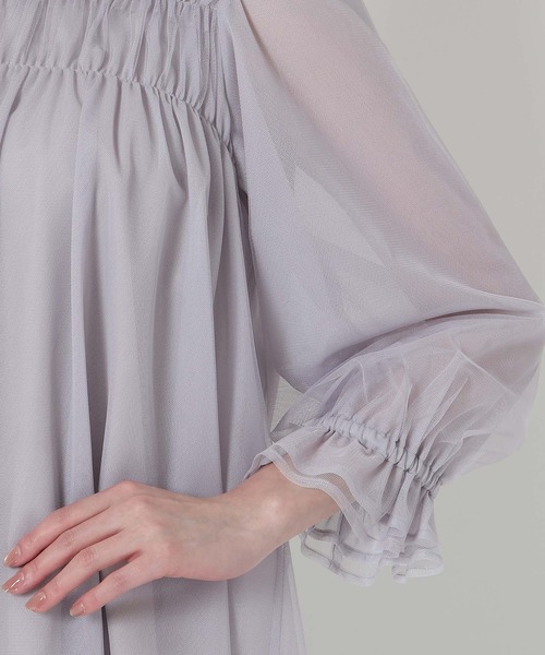 Rose Tiara(ローズティアラ)の「【手洗いOK】チュール重ねカットソー(Tシャツ/カットソー・レディース・ブラック/グレー・42/46/38)」の21枚目の写真