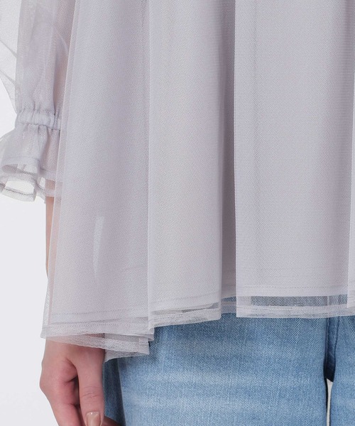 Rose Tiara(ローズティアラ)の「【手洗いOK】チュール重ねカットソー(Tシャツ/カットソー・レディース・ブラック/グレー・42/46/38)」の4枚目の写真