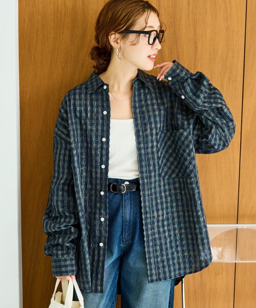 限定展開 ポコポコ チェック ビッグシルエット シャツ（シャツ